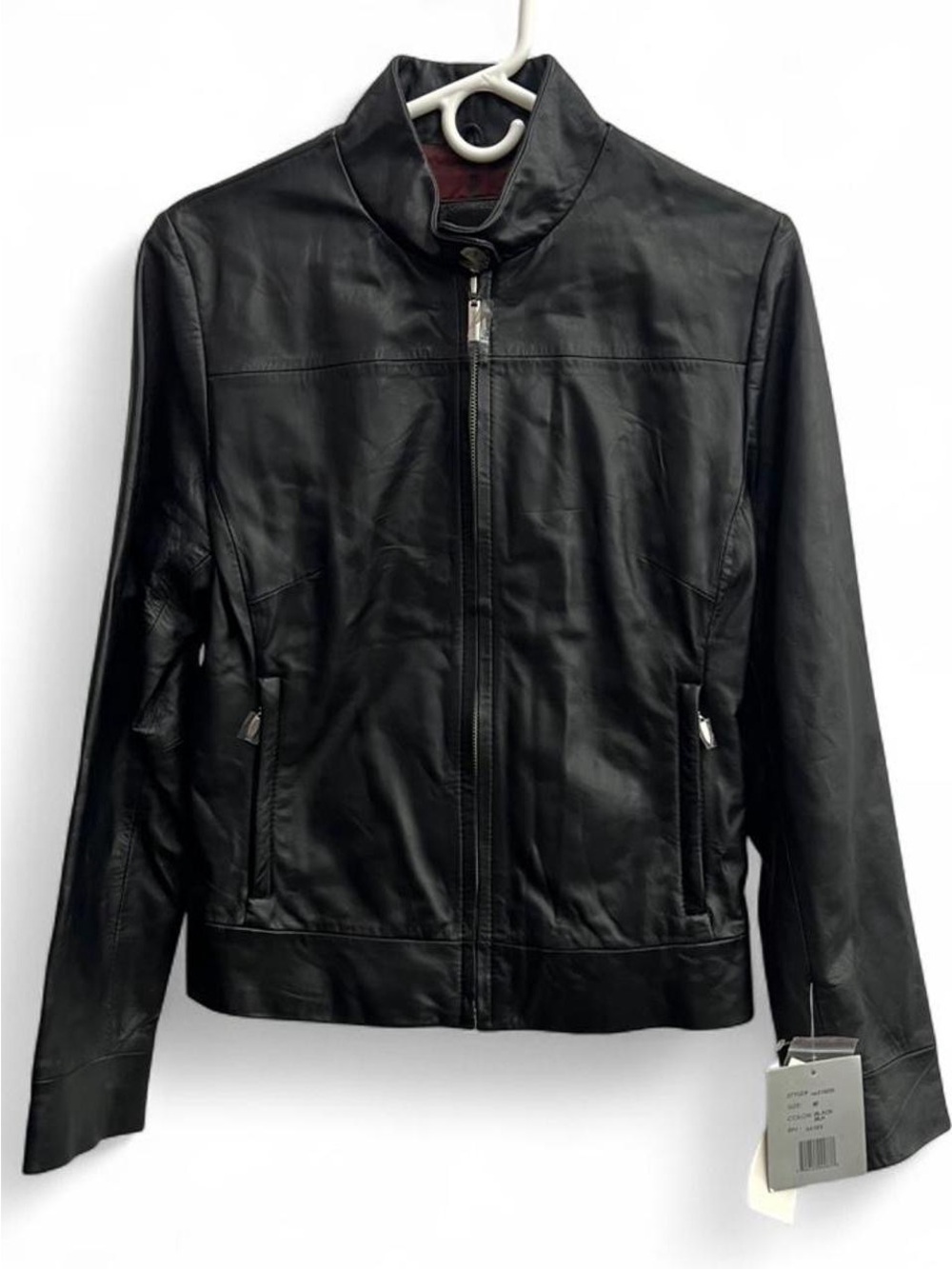 Mens Colebrook & Co Black Leather Biker Jacket Size Medium